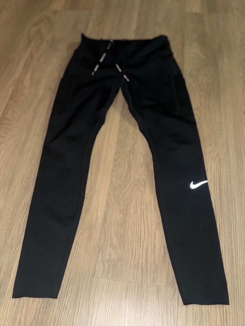 Nike Dri-FIT Black Running Leggings Medium Perforated Pockets